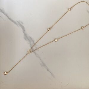 Y bezel set cz necklace